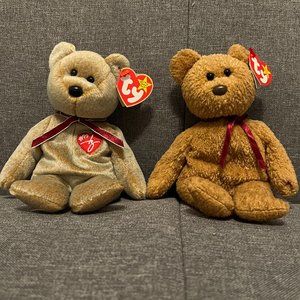 Ty Beanie Baby 'Bear' Pack - Signature Bear and Curly Bear - 1993 - Vintage